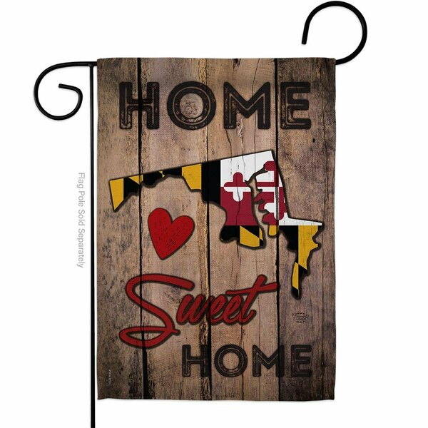 Cuadrilatero 13 x 18.5 in. State Maryland Home Sweet American State Vertical Garden Flag with Double-Sided CU3914319